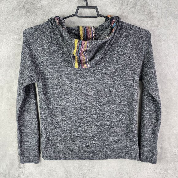 Womens Skönahet Black Native Boho Hoodie Sweatshirt V Neck Tie Long Sleeve XL - Picture 8 of 11